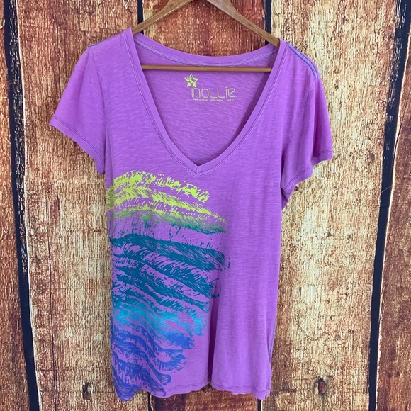 Nollie Purple Tee V Neck 100% Cotton sz M - Picture 1 of 5